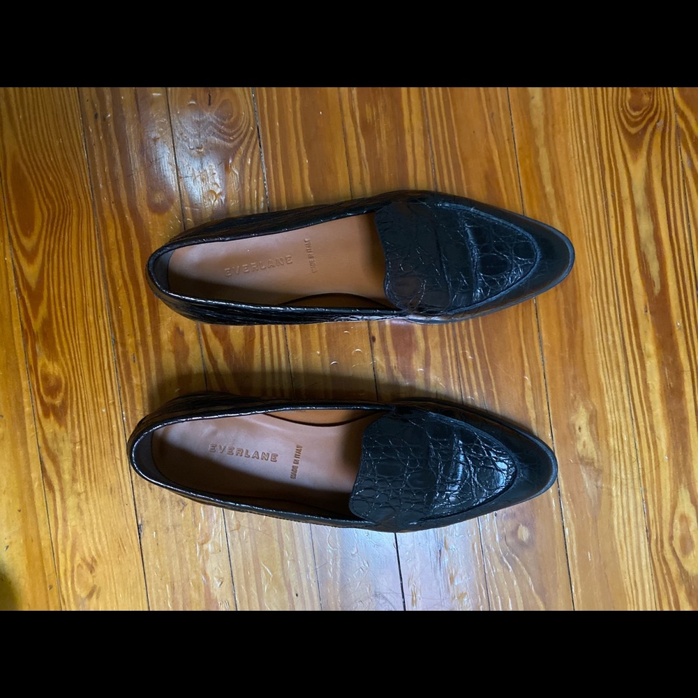 Leather croc loafers